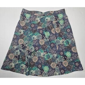 REI Womens Blue Green Floral Active Hiking Skirt Size M Zipper Pocket Stretch